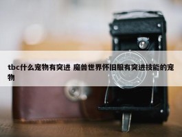 tbc什么宠物有突进 魔兽世界怀旧服有突进技能的宠物