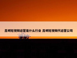 昆明短视频运营是什么行业 昆明短视频代运营公司