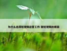 为什么选择短视频运营工作 做短视频的原因