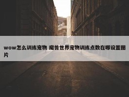 wow怎么训练宠物 魔兽世界宠物训练点数在哪设置图片