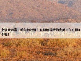 上演大四喜，帕尔默社媒：在斯坦福桥的完美下午！那4个呢？