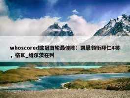 whoscored欧冠首轮最佳阵：凯恩领衔拜仁4将，格瓦_维尔茨在列