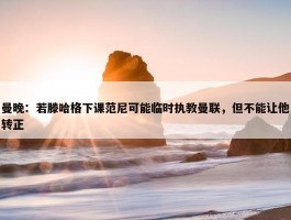 曼晚：若滕哈格下课范尼可能临时执教曼联，但不能让他转正