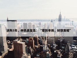 消失5年，林依晨复出：“爱到卑微，好想离婚”