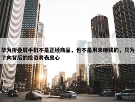 华为折叠屏手机不是正经商品，也不是用来赚钱的，只为了向背后的投资者表忠心