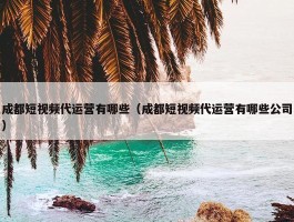 成都短视频代运营有哪些（成都短视频代运营有哪些公司）