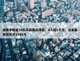 新赛季联盟30队年薪最高球员：4人超5千万，活塞最贵球员才2540万