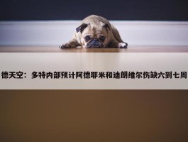 德天空：多特内部预计阿德耶米和迪朗维尔伤缺六到七周