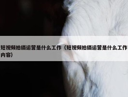 短视频拍摄运营是什么工作（短视频拍摄运营是什么工作内容）