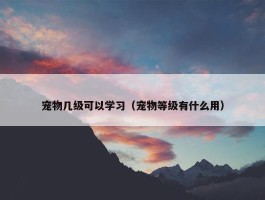 宠物几级可以学习（宠物等级有什么用）