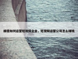 顺德如何运营短视频企业，短视频运营公司怎么赚钱