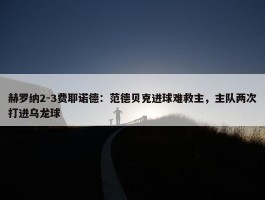 赫罗纳2-3费耶诺德：范德贝克进球难救主，主队两次打进乌龙球