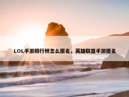 LOL手游排行榜怎么匿名，英雄联盟手游匿名