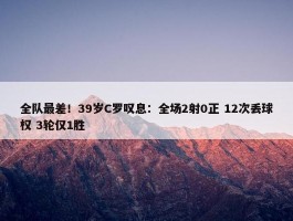 全队最差！39岁C罗叹息：全场2射0正 12次丢球权 3轮仅1胜