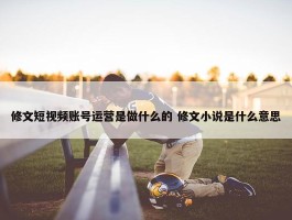 修文短视频账号运营是做什么的 修文小说是什么意思