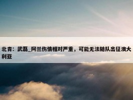 北青：武磊_阿兰伤情相对严重，可能无法随队出征澳大利亚