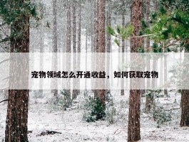 宠物领域怎么开通收益，如何获取宠物