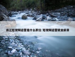 浙江短视频运营是什么职位 短视频运营就业前景