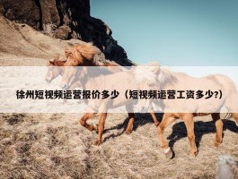 徐州短视频运营报价多少（短视频运营工资多少?）