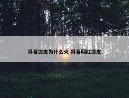 抖音凉皮为什么火 抖音网红凉皮