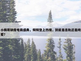 小杨哥缺席电商盛典，频频登上热搜，到底是出轨还是纯爱？