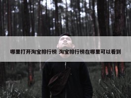 哪里打开淘宝排行榜 淘宝排行榜在哪里可以看到