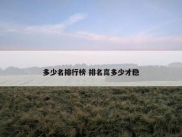 多少名排行榜 排名高多少才稳