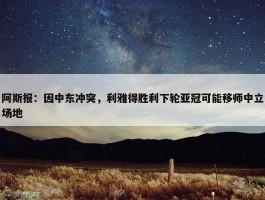 阿斯报：因中东冲突，利雅得胜利下轮亚冠可能移师中立场地