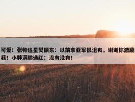 可爱！张帅追星樊振东：以前拿亚军很沮丧，谢谢你激励我！小胖满脸通红：没有没有！