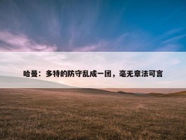 哈曼：多特的防守乱成一团，毫无章法可言