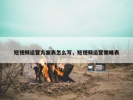 短视频运营方案表怎么写，短视频运营策略表