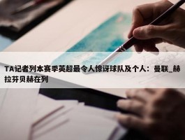 TA记者列本赛季英超最令人惊讶球队及个人：曼联_赫拉芬贝赫在列