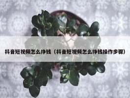 抖音短视频怎么挣钱（抖音短视频怎么挣钱操作步骤）