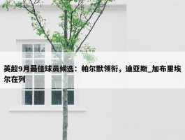 英超9月最佳球员候选：帕尔默领衔，迪亚斯_加布里埃尔在列