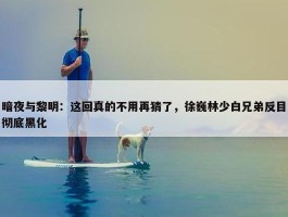 暗夜与黎明：这回真的不用再猜了，徐巍林少白兄弟反目彻底黑化