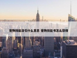 宠物技能汲引什么意思 宠物技能书怎么获得