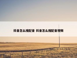 抖音怎么搜配音 抖音怎么搜配音视频