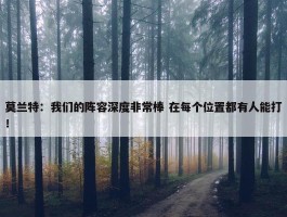 莫兰特：我们的阵容深度非常棒 在每个位置都有人能打！