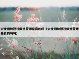 企业招聘短视频运营师是真的吗（企业招聘短视频运营师是真的吗吗）