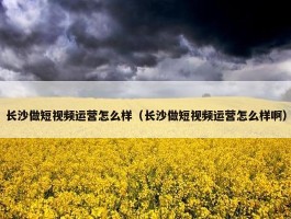 长沙做短视频运营怎么样（长沙做短视频运营怎么样啊）