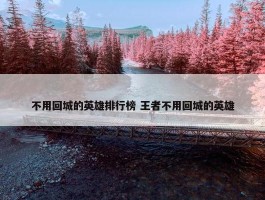 不用回城的英雄排行榜 王者不用回城的英雄