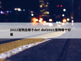 2022宠物选哪个dnf dnf2021宠物哪个好看