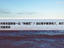 内娱有望新增一位“待爆花”？当红歌手要演戏了，吊打流量演员