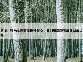 罗泽：打马竞你需要保持耐心，我们很想带着三分回莱比锡