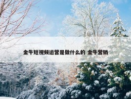 金牛短视频运营是做什么的 金牛营销