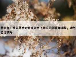 费南多：比分落后时教练做出了相应的部署和调整，运气也比较好