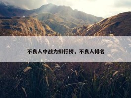 不良人中战力排行榜，不良人排名