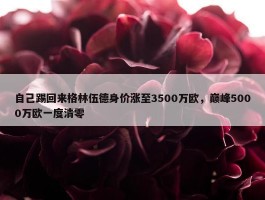 自己踢回来格林伍德身价涨至3500万欧，巅峰5000万欧一度清零