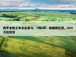 西甲金靴之争杀出黑马：7场6球，超越姆巴佩，400万捡到宝