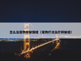 怎么治宠物抑郁情绪（宠物疗法治疗抑郁症）